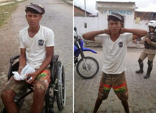 Feira de Santana: Polícia Militar faz “milagre” e “cura” deficiente que vendia drogas em cadeira de rodas