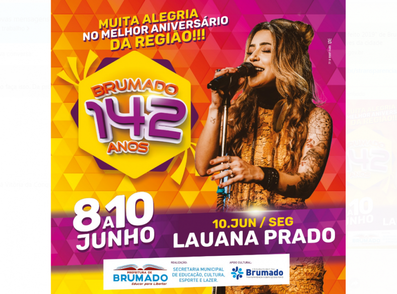 Prefeitura de Brumado divulga primeira atração do Aniversário de 142 anos da cidade