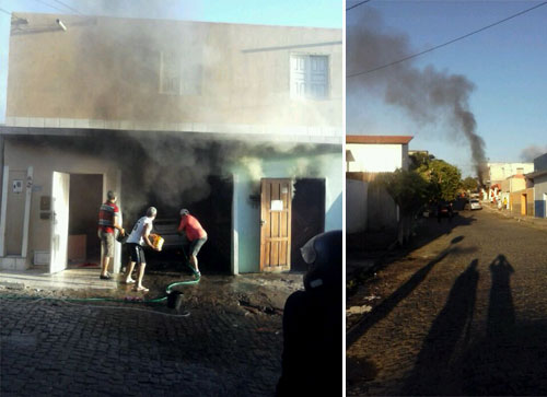 Morador se desespera ao ver o carro pegando fogo dentro da garagem