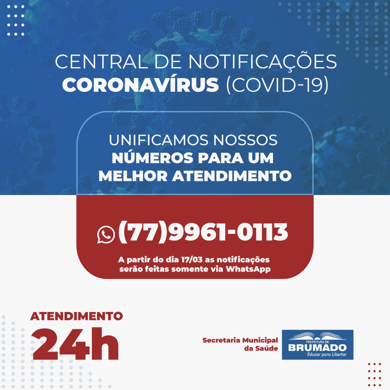 Brumado: Central de Notificações Covid-19 tem números unificados para melhor atendimento
