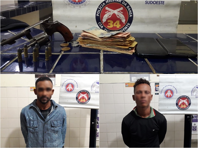 Dois homens são presos em Brumado pouco depois de roubar correspondente bancário em Livramento