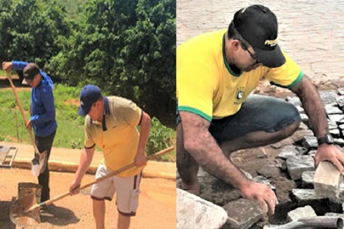 Livramento: Vereadores se passam por operários em obras no Distrito de Iguatemi para supostamente tentar angariar votos 