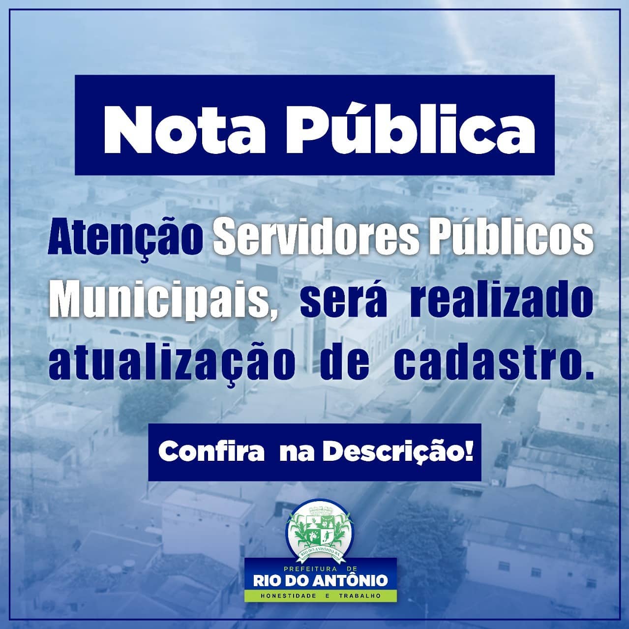 Rio do Antônio: Prefeitura convoca ocupantes de cargos efetivos para atualização de dados cadastrais