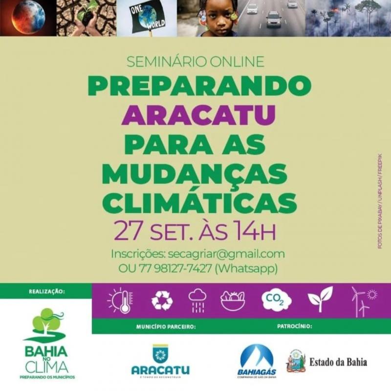 Seminário sobre mudanças climáticas será realizado em Aracatu 