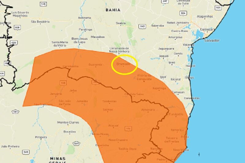 Brumado e Guanambi estão em entre as regiões com alerta de chuvas intensas, segundo Inmet