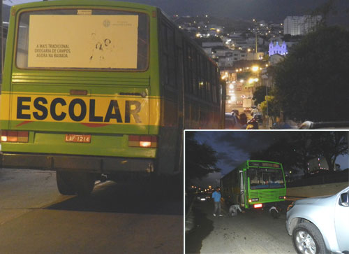 Ônibus Escolar tem problemas mecânicos em um dos lugares mais perigosos da cidade.