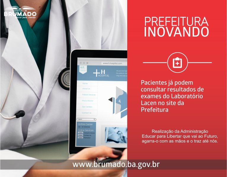 Usuários do Sistema de Saúde já podem consultar os resultados de exames laboratoriais do LACEN pelo site oficial da Prefeitura de Brumado