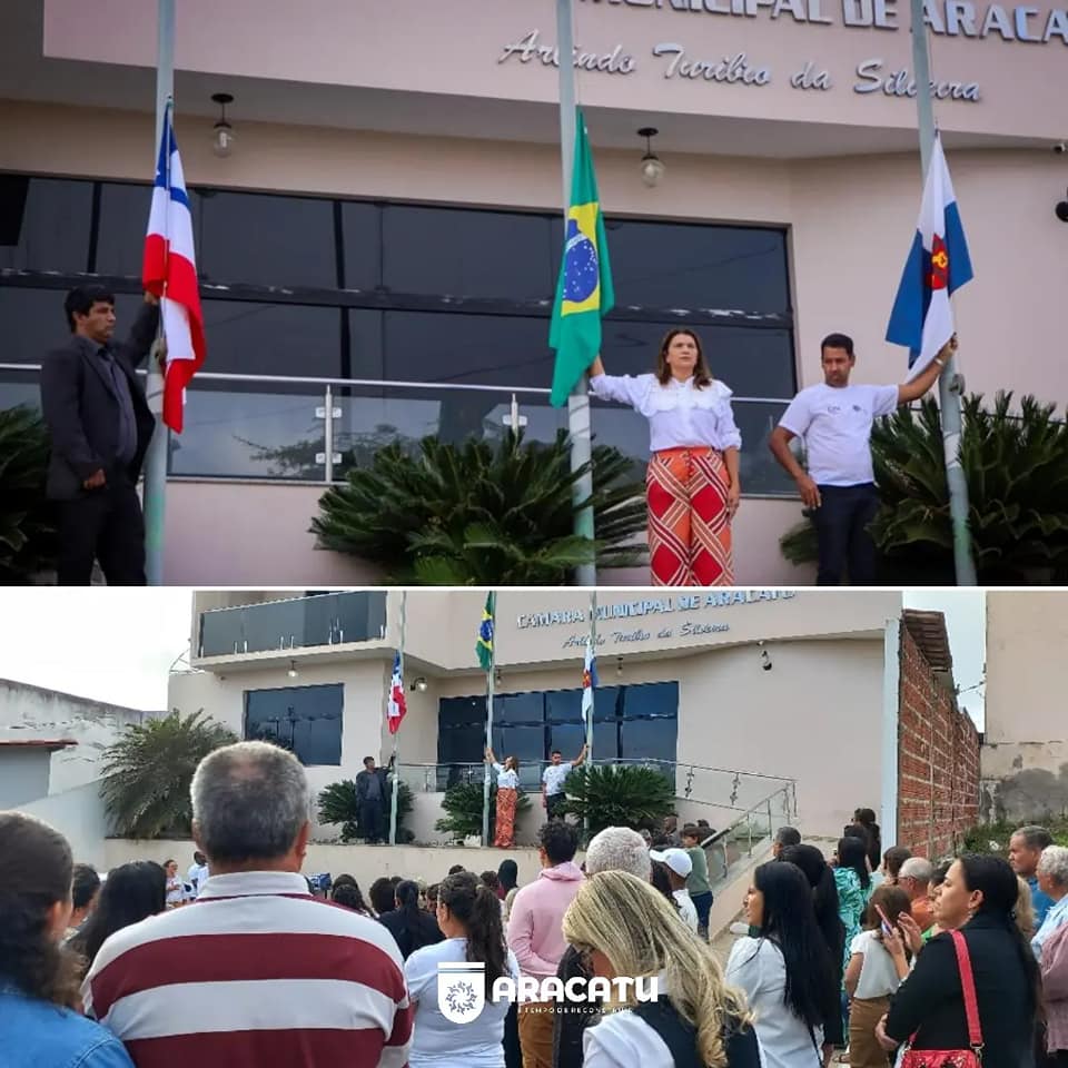 Aracatu celebra seus 61 anos com hasteamento de bandeiras e passeata de oração