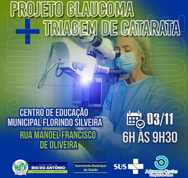 Projeto Glaucoma acontece em Rio do Antônio no próximo dia 03; confira
