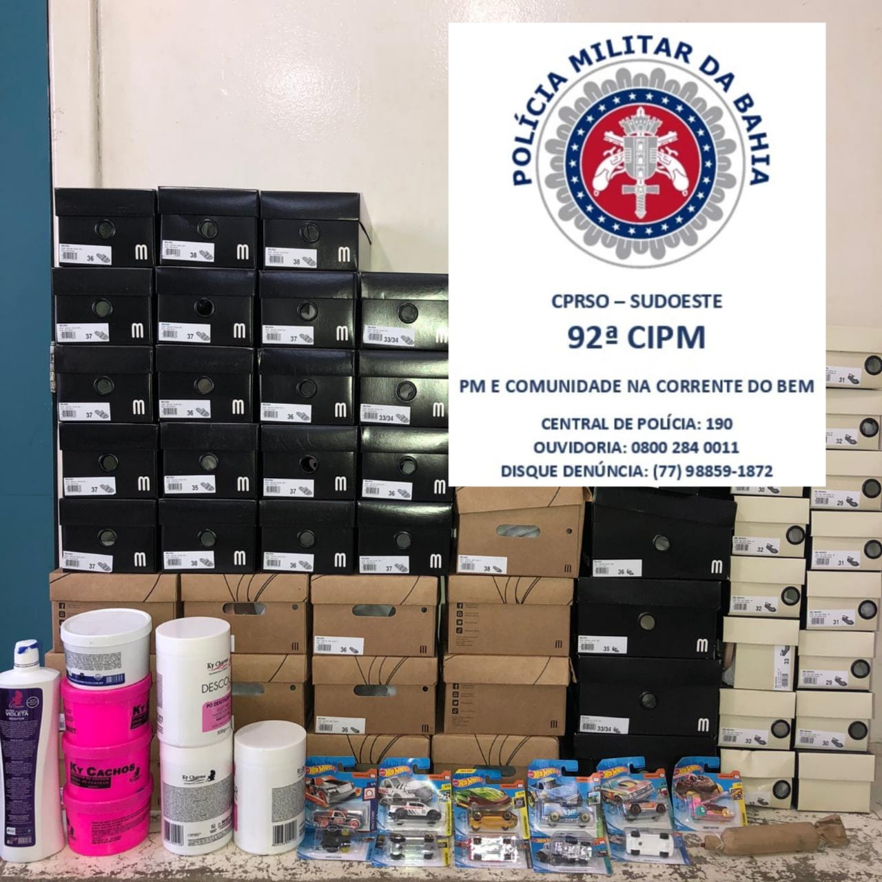 Vitória da Conquista: Polícia Militar apreende produtos avaliados em R$ 10 mil