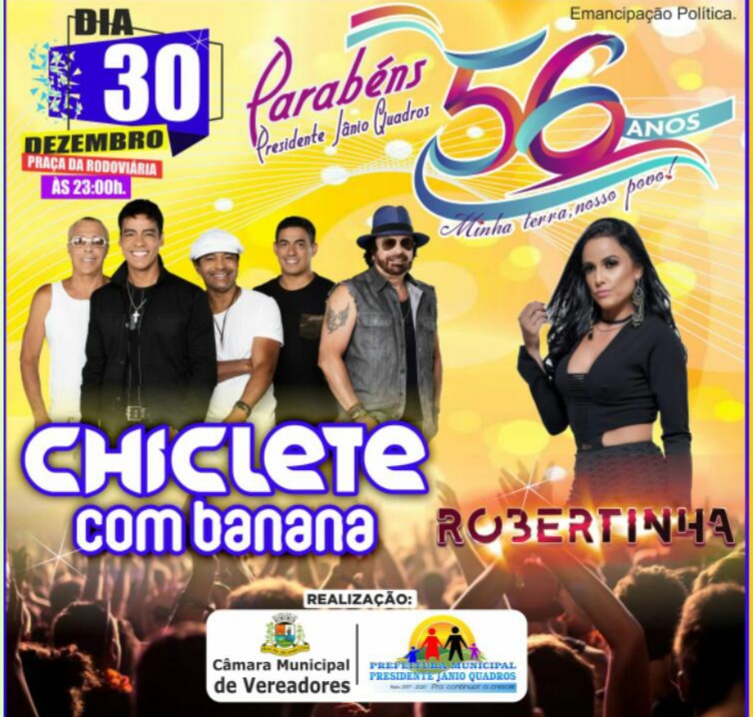 Show de Chiclete com Banana hoje em Jânio Quadros promete atrair grande público 