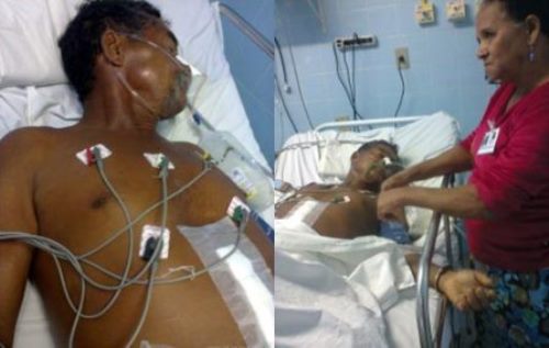 Idoso é alvejado por policiais com cinco tiros e mesmo em estado grave é mantido algemado no leito do hospital