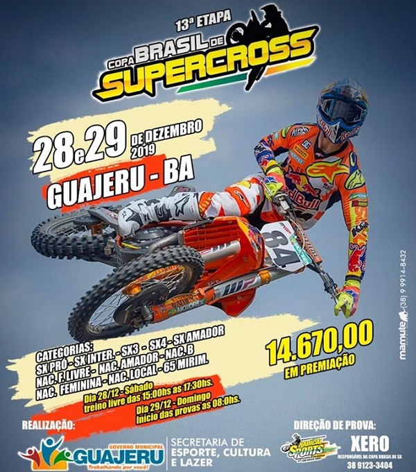 13ª Etapa da Copa Brasil de SuperCross acontece em Guajeru nos dias 28 e 29 de Dezembro