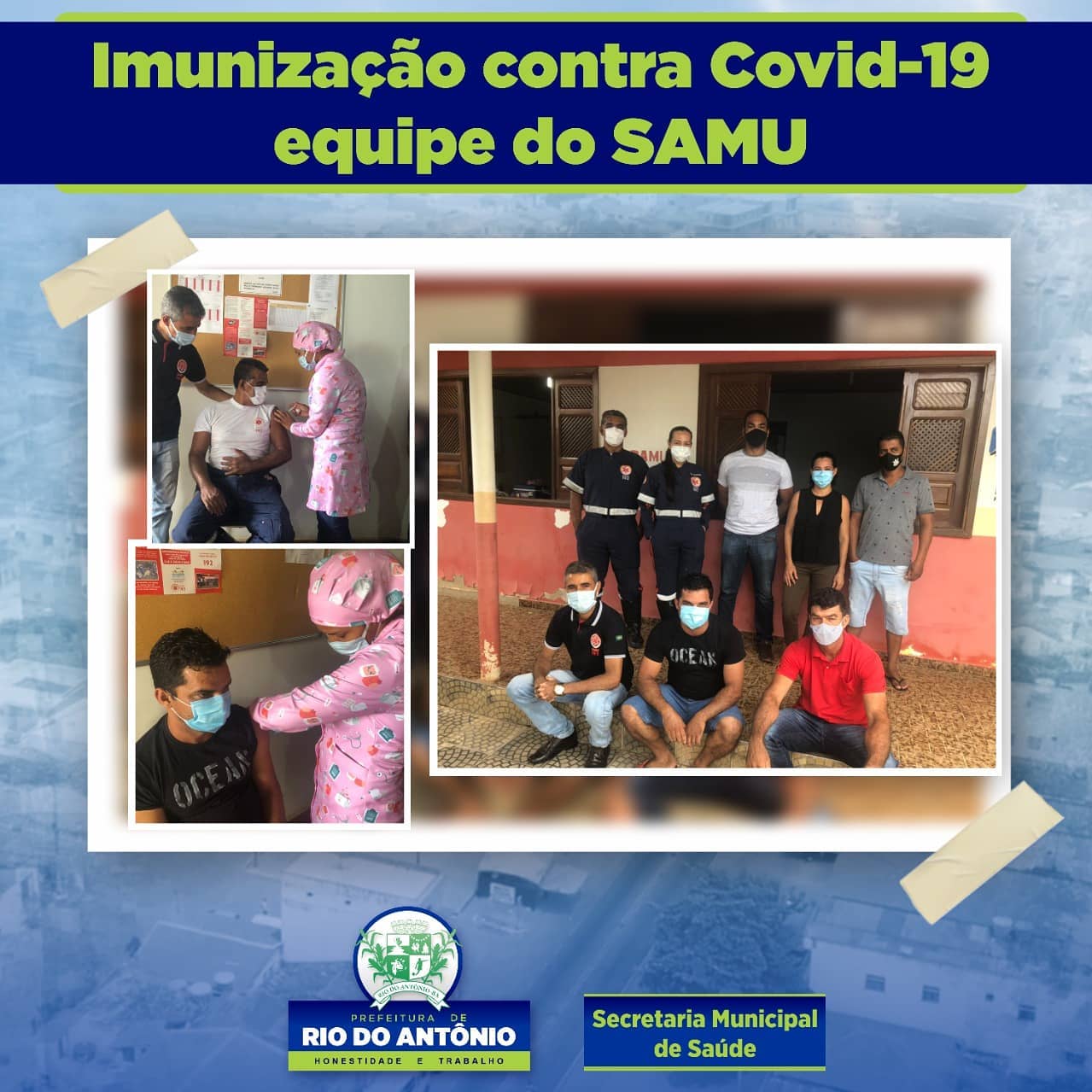 Rio do Antônio: Equipe do Samu 192 é imunizada contra Covid-19