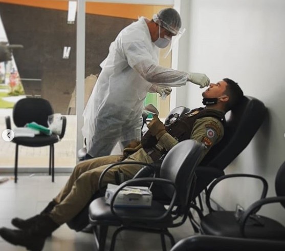 Policiais militares do sudoeste iniciam testagem para detecção da Covid-19 