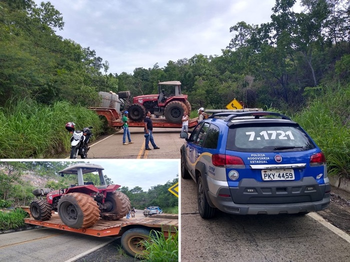 Barreiras: Após acidente carreta fica atravessada em rodovia e bloqueia acesso a aeroporto