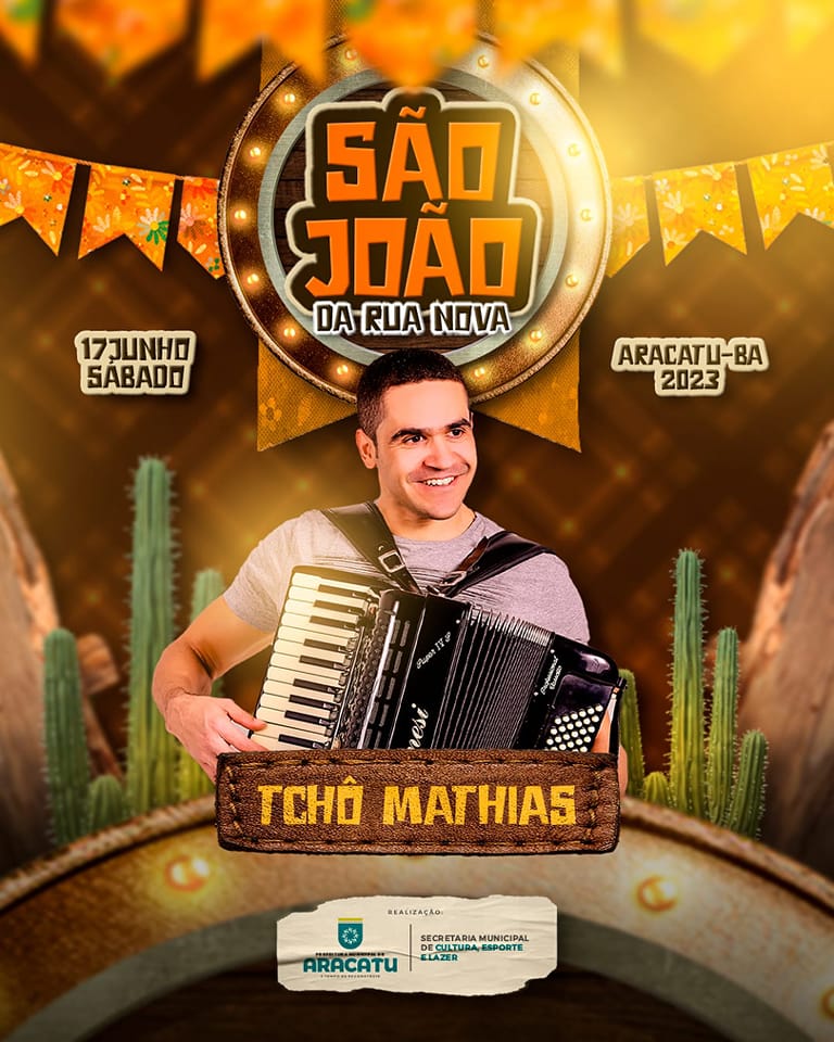 Tcho Mathias é a primeira atração do São João da Rua Nova em Aracatu