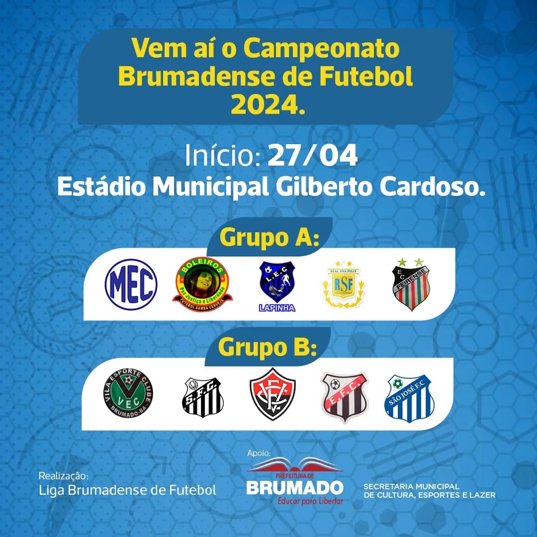 Campeonato brumadense de futebol terá início próximo sábado (27)