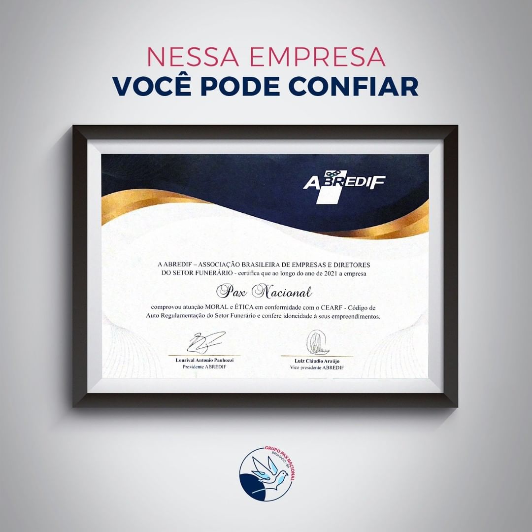 Pax Nacional é contemplada com o prêmio de Atuação Moral e Ética da  Associação Brasileira de Empresas e Diretores do Setor Funerário
