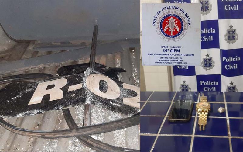 Brumado: Homem é detido com produtos furtados e quebra vidro da viatura durante condução para a delegacia