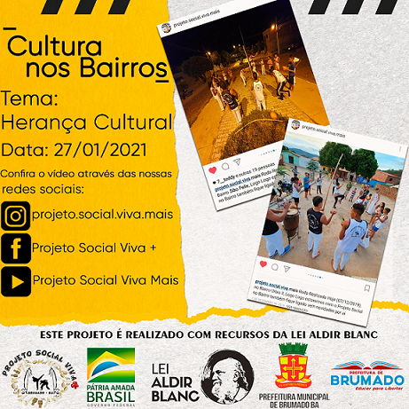 Brumado: Nesta quarta (27) tem live 'Cultura nos Bairros'