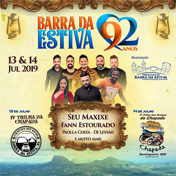 Aniversário de Barra da Estiva será comemorado com Shows e evento Off Road; confira a programação
