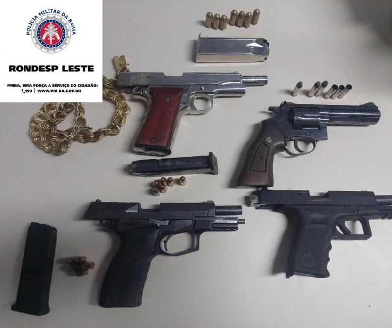 Rondesp intercepta quarteto com pistolas, revólveres e carro roubado