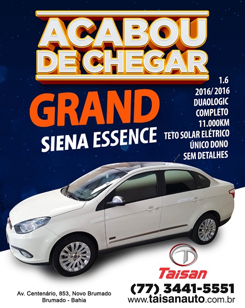 Acaba de chegar novidade na Taisan Auto, é o Grand Siena Essence
