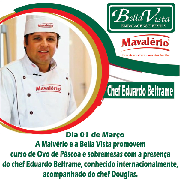 Aproveite, restam poucas vagas: faça sua inscrição para o curso de Ovos de Páscoa e Sobremesas com Eduardo Beltrame