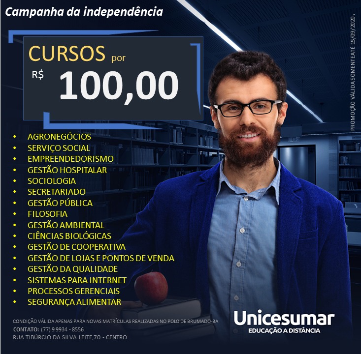 Brumado: Estude na Unicesumar com condições imperdíveis