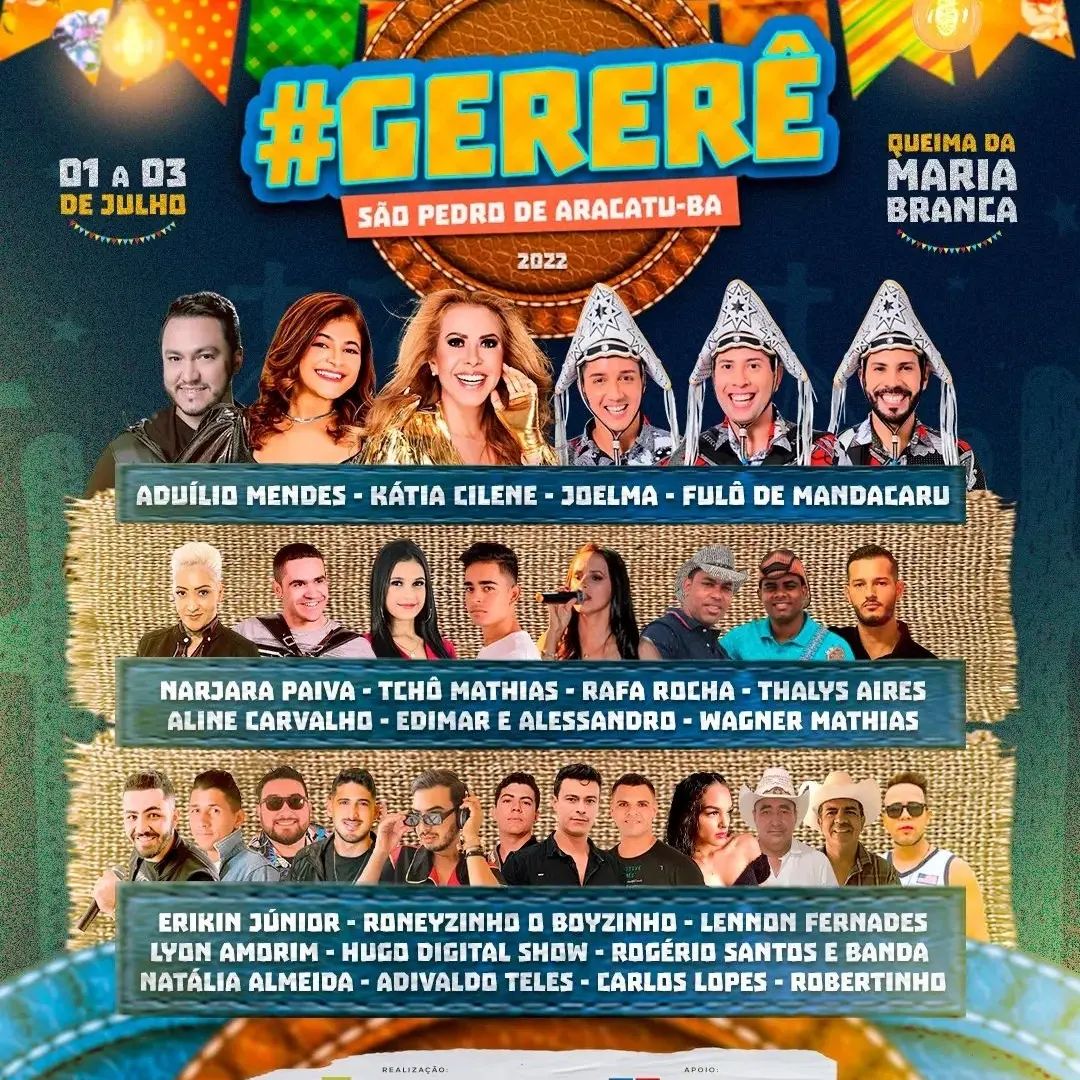 Prefeitura de Aracatu divulga grade completa dos festejos de São Pedro