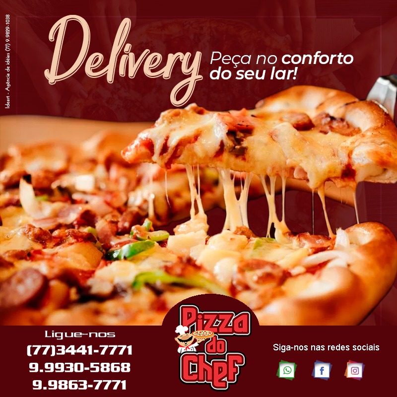 Peça sua pizza na Pizzaria do Chef e aproveite os preços baixos e promoções especiais
