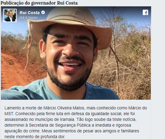 Líder do MST, Secretário de Administração de Itaetê é morto a tiros em frente do filho