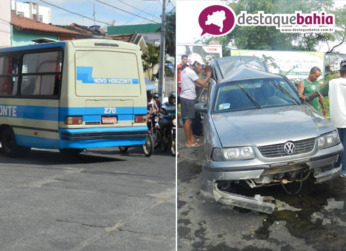Ônibus da empresa novo horizonte perde freio e causa acidente no centro da cidade