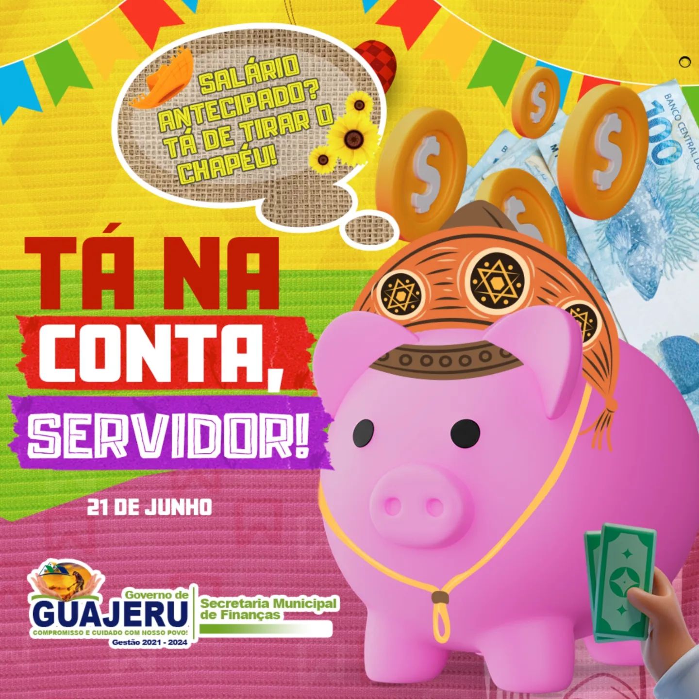 Prefeitura de Guajeru antecipa pagamento da folha de junho dos servidores municipais