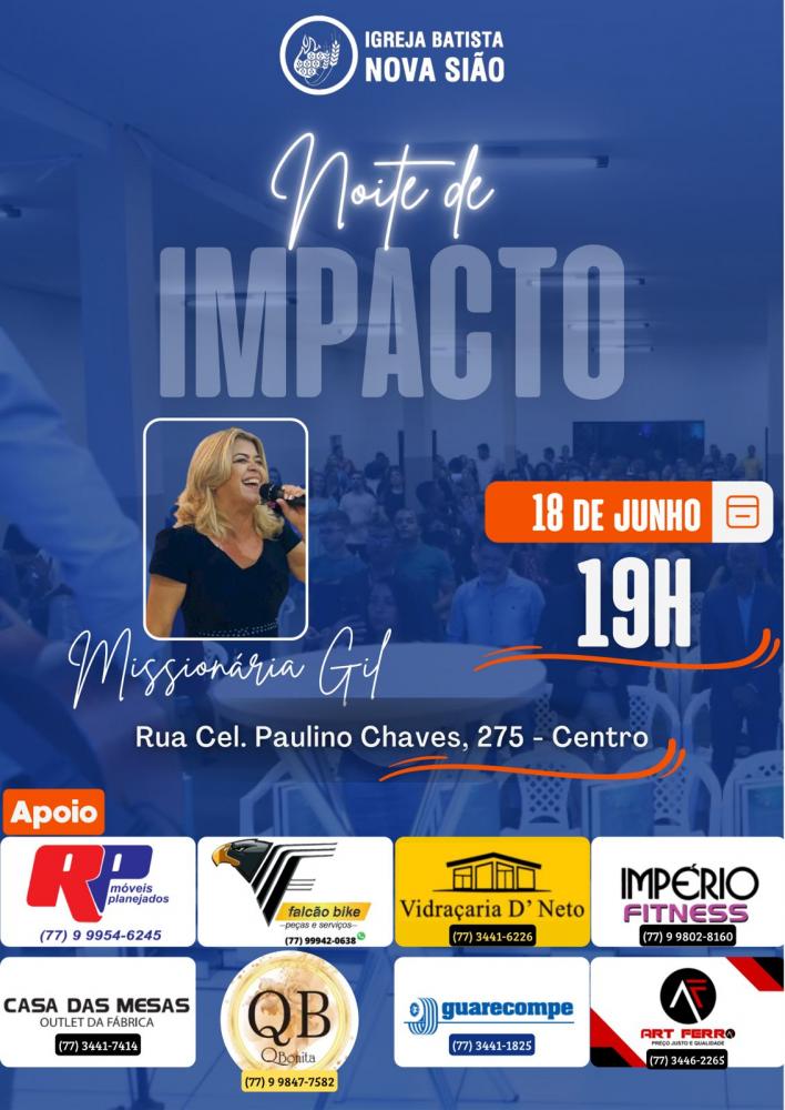 Neste domingo tem 'Noite de Impacto' na Igreja Batista Nova Sião em Brumado