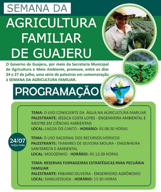 Guajeru: Secretaria de Agricultura de Meio Ambiente promove palestras em comemoração à Semana da Agricultura Familiar