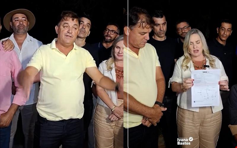 Ao lado do prefeito Gerson Martins, Ivana Bastos mostra projeto do Asfalto de Rio do Antônio a Ibitira