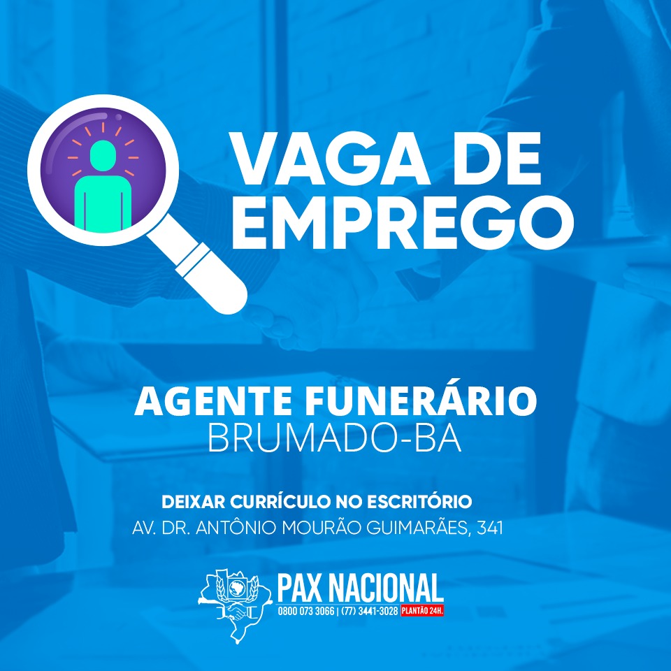 Oportunidade de emprego, Pax Nacional está contratando