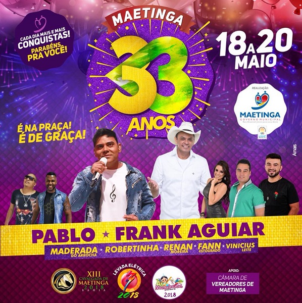 Maetinga: 33º aniversário da cidade será comemorado dias 18,19 e 20 de maio