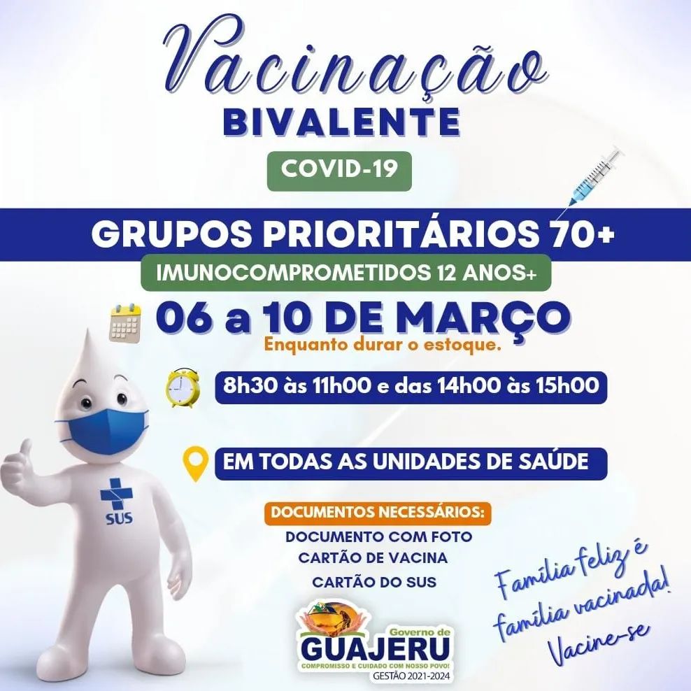Guajeru inicia 2ª fase da vacinação de reforço com a vacina Pfizer Bivalente