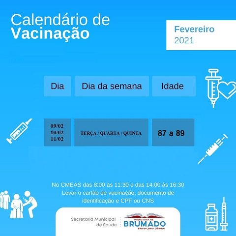 Brumado: Idosos de 87 a 89 anos serão vacinados contra Covid-19 de 09 a 11 de fevereiro