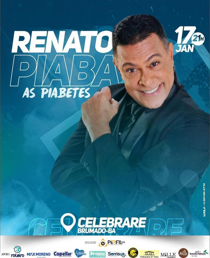 Show com o humorista Renato Piaba será realizado no Espaço Celebrare em Brumado