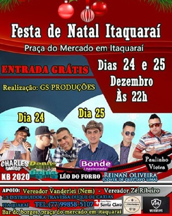 Festa de Natal será realizada em Itaquaraí nos dias 24 e 25