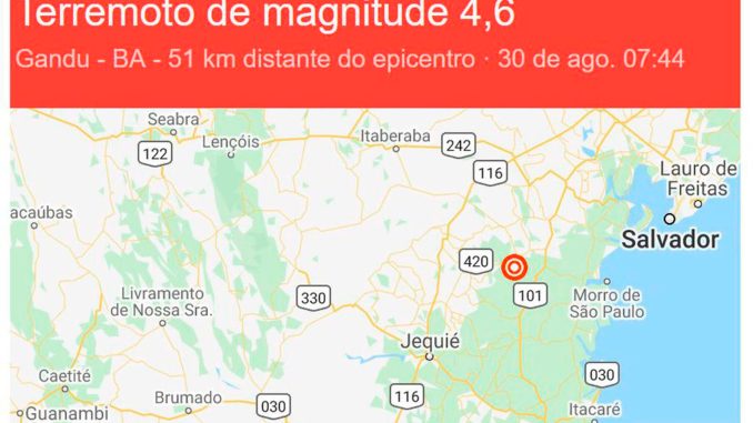 Bahia registrou 20 tremores de terra em setembro