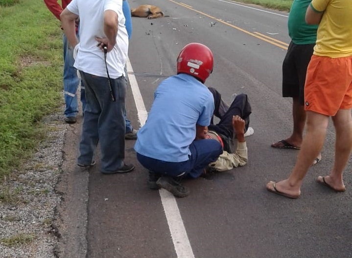 Homem colide motocicleta contra animal solto na BA-148 em Brumado