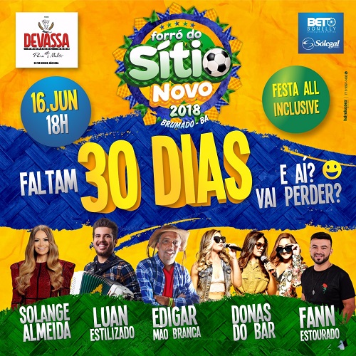 Contagem regressiva: Faltam 30 dias para o Forró do Sítio Novo 2018