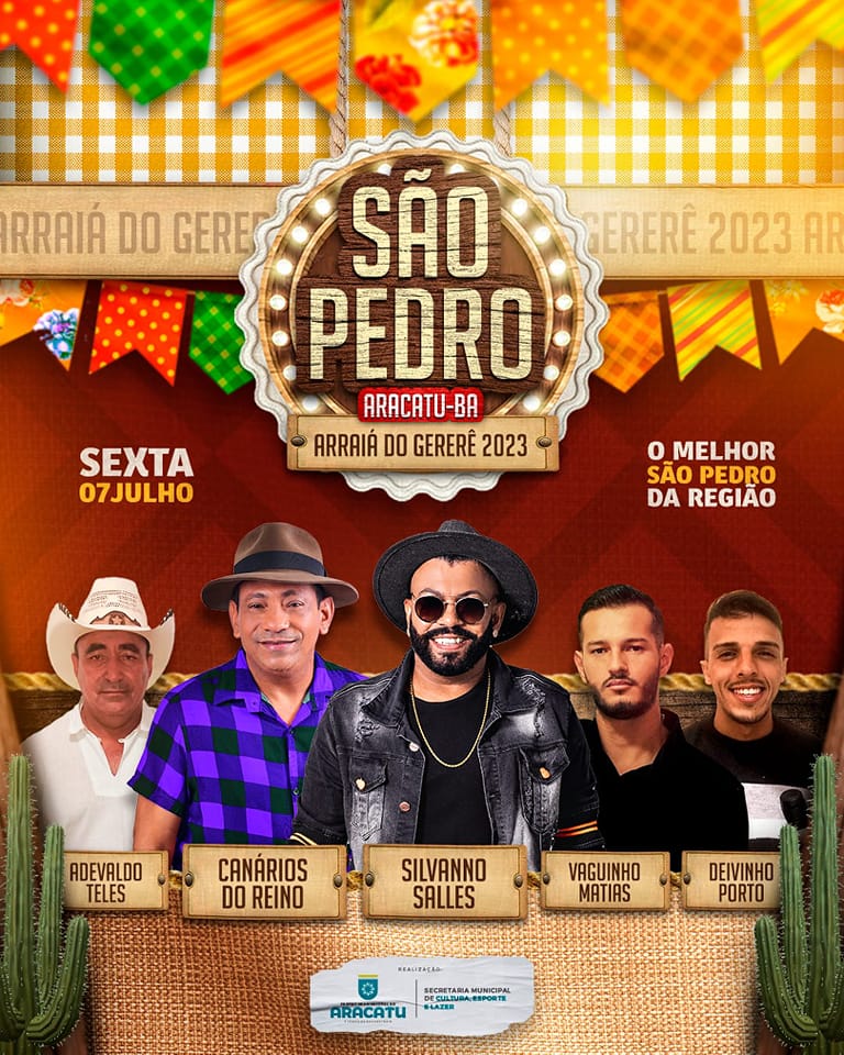 São Pedro de Aracatu terá três dias de festa com matinê no domingo, confira atrações