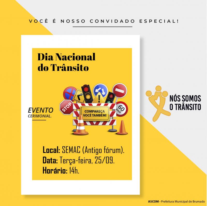 Evento Cerimonial do Dia Nacional do Trânsito será realizado hoje em Brumado