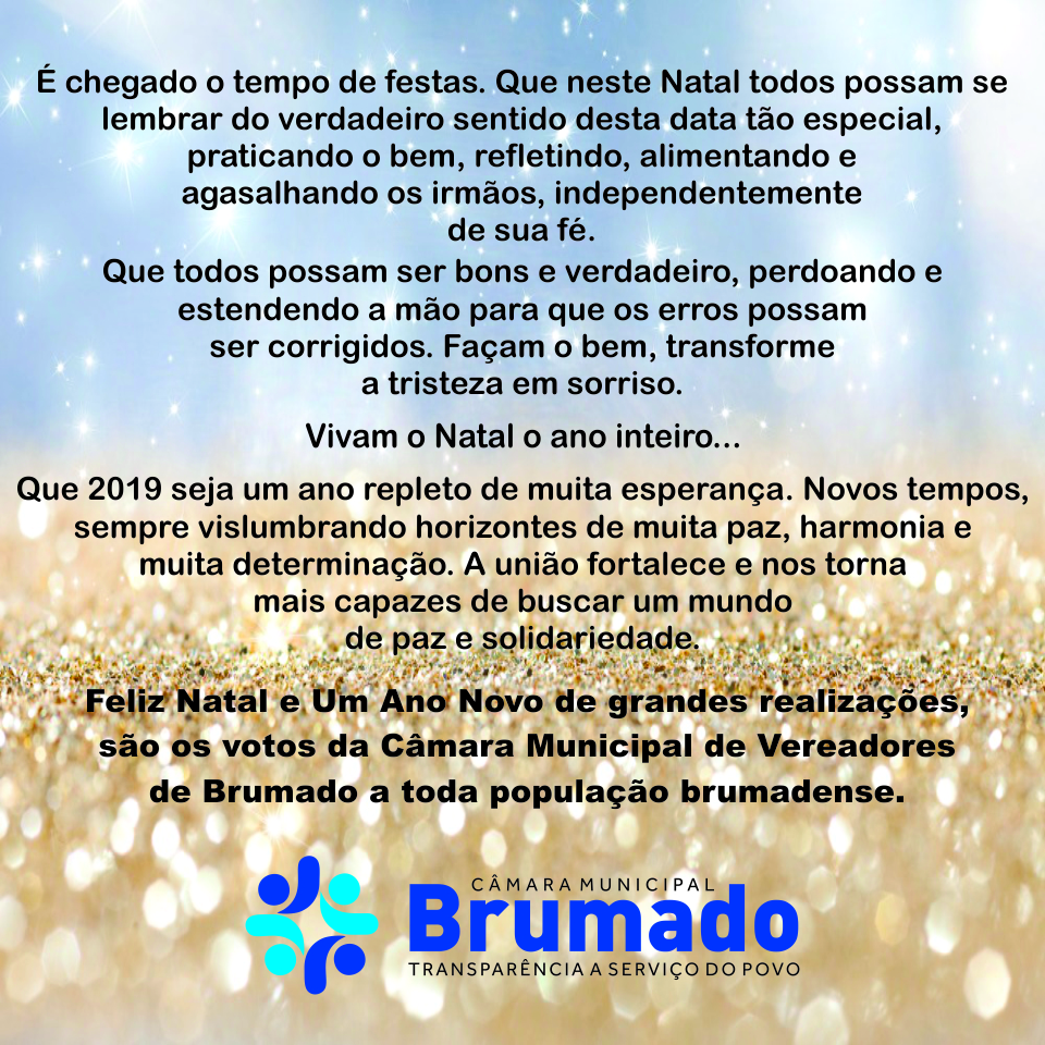 Mensagem da Câmara de Vereadores de Brumado a todos os cidadãos brumadenses